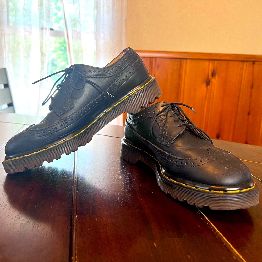 Dr. Martens Black Leather Lace-Up Oxfords